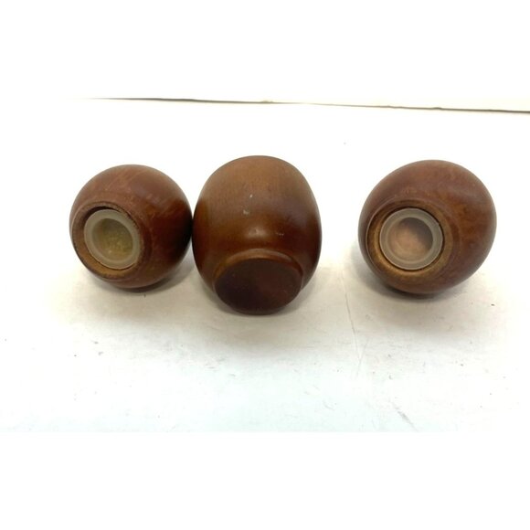 Vintage Wood Onion Style Salt Pepper Shaker Toothpick Holder Lonborg Inspired - Picture 5 of 5